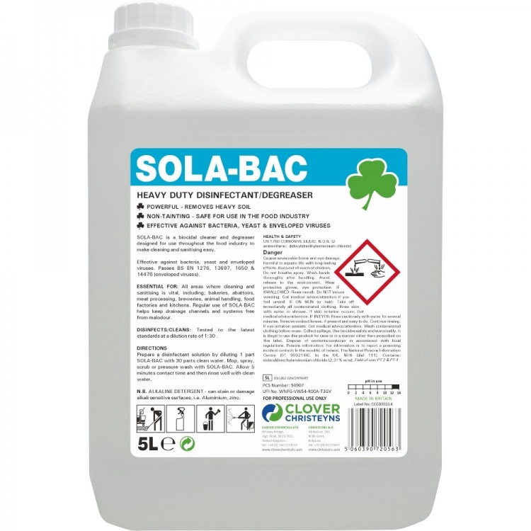 Clover Chemicals Sola-Bac Heavy Duty Bactericidal Cleaner (319)